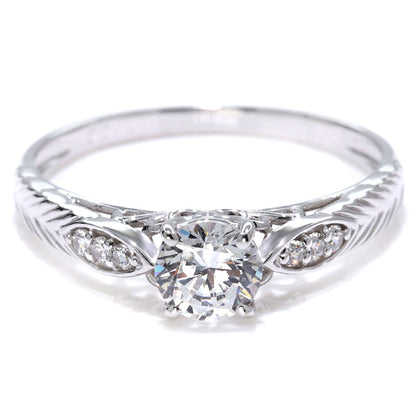 ダイヤモンド リング K18 Pt900 婚約指輪 鑑定書付き 0.5ct 高品質 リーフ模様 唐草 透かし プロポーズ 結婚 サプライズ プレゼント (品番 mr-0489-4-cgl-2)