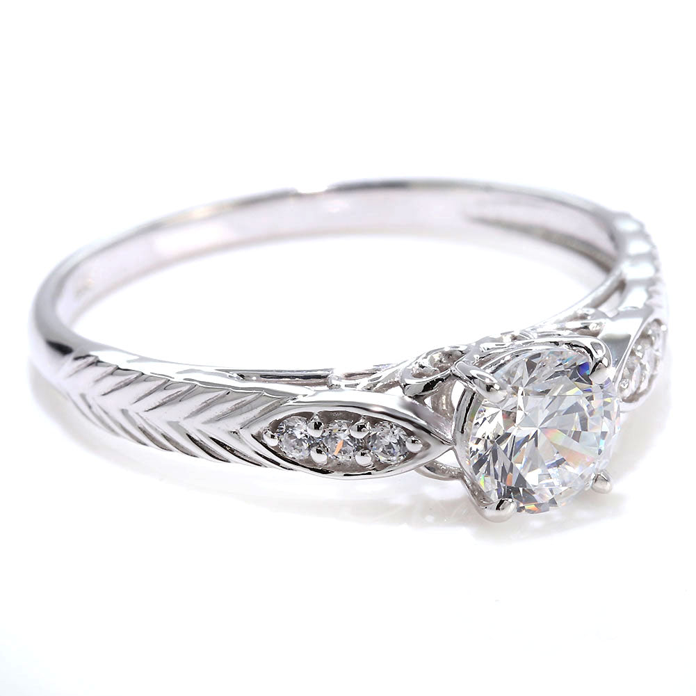 ダイヤモンド リング K18 Pt900 婚約指輪 鑑定書付き 0.5ct 高品質 リーフ模様 唐草 透かし プロポーズ 結婚 サプライズ プレゼント (品番 mr-0489-4-cgl-2)