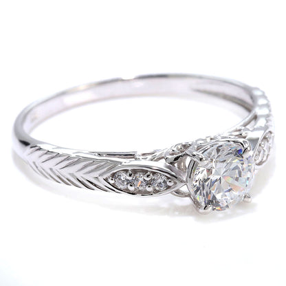 ダイヤモンド リング K18 Pt900 婚約指輪 鑑定書付き 0.5ct 高品質 リーフ模様 唐草 透かし プロポーズ 結婚 サプライズ プレゼント (品番 mr-0489-4-cgl-2)
