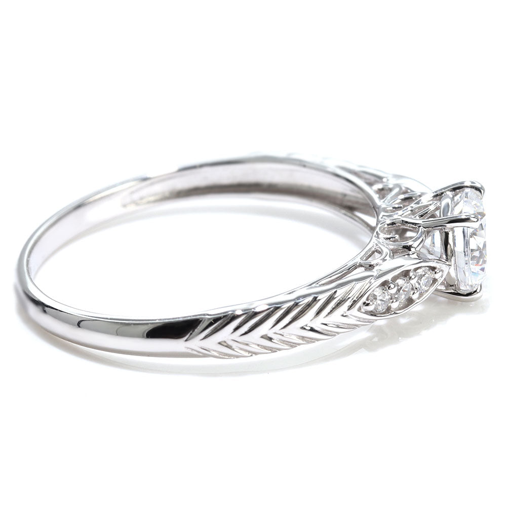 ダイヤモンド リング K18 Pt900 婚約指輪 鑑定書付き 0.5ct 高品質 リーフ模様 唐草 透かし プロポーズ 結婚 サプライズ プレゼント (品番 mr-0489-4-cgl-2)
