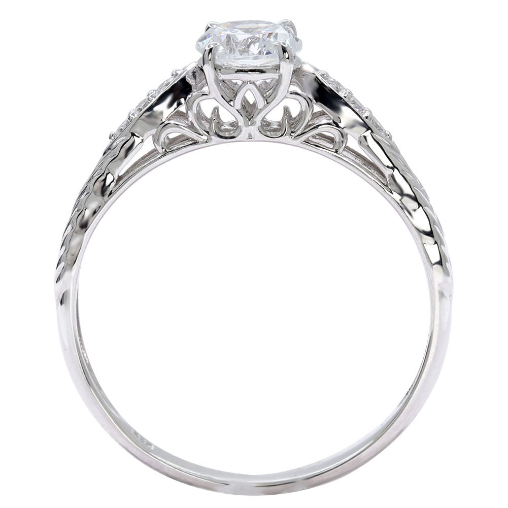 ダイヤモンド リング K18 Pt900 婚約指輪 鑑定書付き 0.5ct 高品質 リーフ模様 唐草 透かし プロポーズ 結婚 サプライズ プレゼント (品番 mr-0489-4-cgl-2)