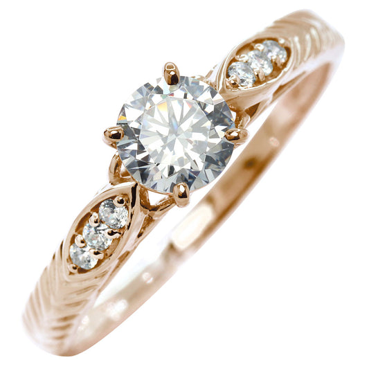 ダイヤモンド リング K18 Pt900 婚約指輪 鑑定書付き 0.5ct 高品質 リーフ模様 唐草 透かし プロポーズ 結婚 サプライズ プレゼント (品番 mr-0489-4-cgl-2)