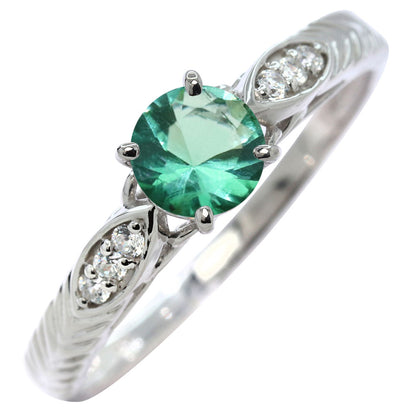 選べる誕生石 大粒 指輪 レディース 10金 18金 プラチナ シルバー リーフ柄 5mm 唐草 透かし アンティーク エレガント ルース カスタム プレゼント (品番 mr-0489)