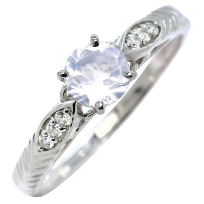 選べる誕生石 大粒 指輪 レディース 10金 18金 プラチナ シルバー リーフ柄 5mm 唐草 透かし アンティーク エレガント ルース カスタム プレゼント (品番 mr-0489)