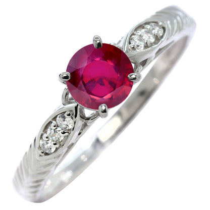 選べる誕生石 大粒 指輪 レディース 10金 18金 プラチナ シルバー リーフ柄 5mm 唐草 透かし アンティーク エレガント ルース カスタム プレゼント (品番 mr-0489)