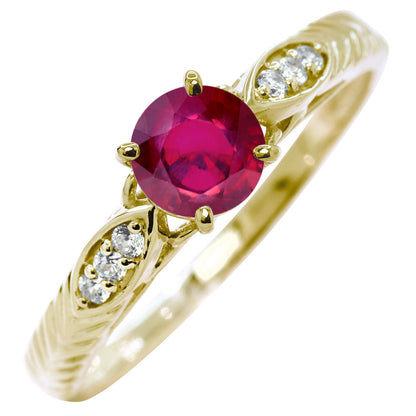 選べる誕生石 大粒 指輪 レディース 10金 18金 プラチナ シルバー リーフ柄 5mm 唐草 透かし アンティーク エレガント ルース カスタム プレゼント (品番 mr-0489)