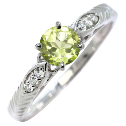 選べる誕生石 大粒 指輪 レディース 10金 18金 プラチナ シルバー リーフ柄 5mm 唐草 透かし アンティーク エレガント ルース カスタム プレゼント (品番 mr-0489)