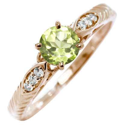 選べる誕生石 大粒 指輪 レディース 10金 18金 プラチナ シルバー リーフ柄 5mm 唐草 透かし アンティーク エレガント ルース カスタム プレゼント (品番 mr-0489)