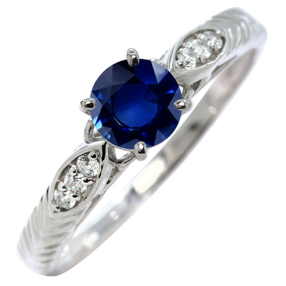 選べる誕生石 大粒 指輪 レディース 10金 18金 プラチナ シルバー リーフ柄 5mm 唐草 透かし アンティーク エレガント ルース カスタム プレゼント (品番 mr-0489)