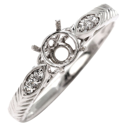 指輪 空枠 5mm 枠 セミオーダー リング ジュエリーリフォーム リーフ柄 アンティーク 透かし アラベスク K18 K10 Pt900 SV925 カスタム ルース (品番 mr-0489-kw)