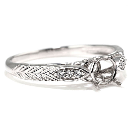 指輪 空枠 5mm 枠 セミオーダー リング ジュエリーリフォーム リーフ柄 アンティーク 透かし アラベスク K18 K10 Pt900 SV925 カスタム ルース (品番 mr-0489-kw)