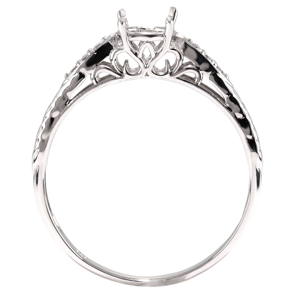 指輪 空枠 5mm 枠 セミオーダー リング ジュエリーリフォーム リーフ柄 アンティーク 透かし アラベスク K18 K10 Pt900 SV925 カスタム ルース (品番 mr-0489-kw)