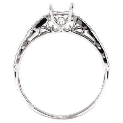 指輪 空枠 5mm 枠 セミオーダー リング ジュエリーリフォーム リーフ柄 アンティーク 透かし アラベスク K18 K10 Pt900 SV925 カスタム ルース (品番 mr-0489-kw)