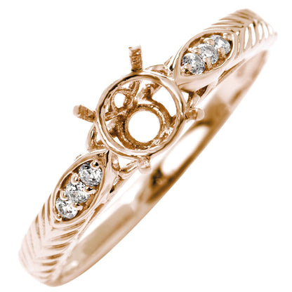 指輪 空枠 5mm 枠 セミオーダー リング ジュエリーリフォーム リーフ柄 アンティーク 透かし アラベスク K18 K10 Pt900 SV925 カスタム ルース (品番 mr-0489-kw)