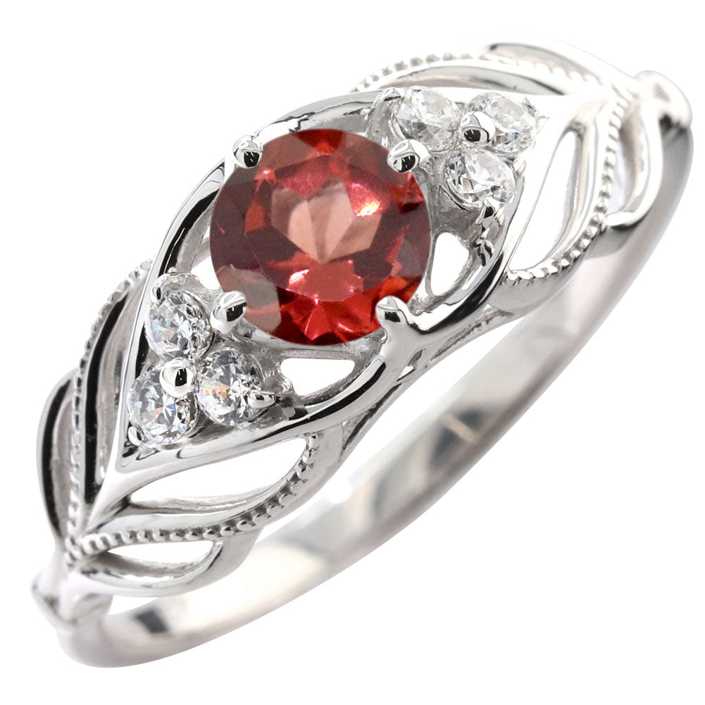 レディース リング 選べる誕生石 指輪 5mm リーフ 綺麗 ミル打ち 女性 おすすめ クラシック ジュエリー 日本製 アニバーサリープレゼント エレガント (品番 mr-0490)