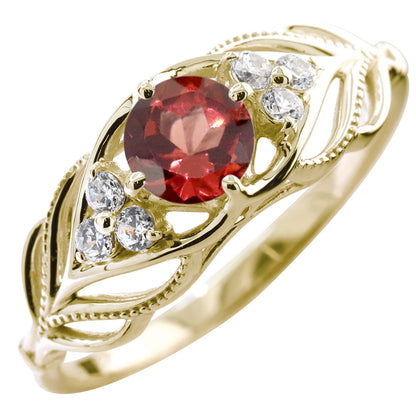 レディース リング 選べる誕生石 指輪 5mm リーフ 綺麗 ミル打ち 女性 おすすめ クラシック ジュエリー 日本製 アニバーサリープレゼント エレガント (品番 mr-0490)