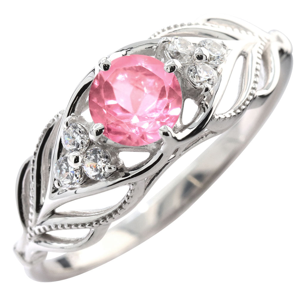 レディース リング 選べる誕生石 指輪 5mm リーフ 綺麗 ミル打ち 女性 おすすめ クラシック ジュエリー 日本製 アニバーサリープレゼント エレガント (品番 mr-0490)