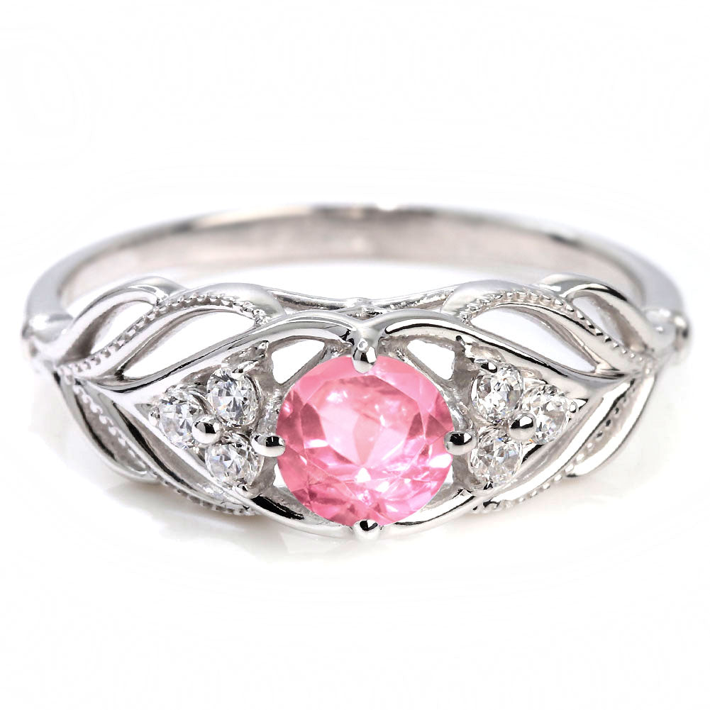 レディース リング 選べる誕生石 指輪 5mm リーフ 綺麗 ミル打ち 女性 おすすめ クラシック ジュエリー 日本製 アニバーサリープレゼント エレガント (品番 mr-0490)