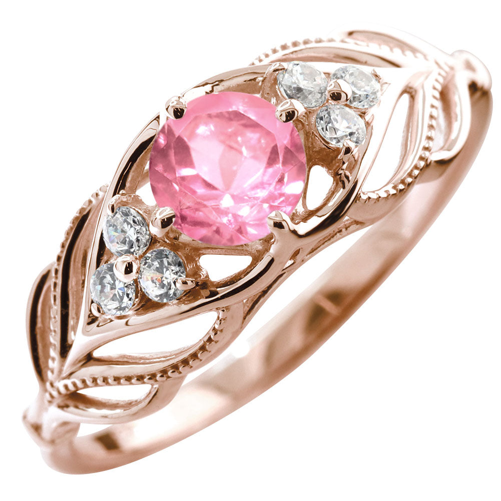 レディース リング 選べる誕生石 指輪 5mm リーフ 綺麗 ミル打ち 女性 おすすめ クラシック ジュエリー 日本製 アニバーサリープレゼント エレガント (品番 mr-0490)