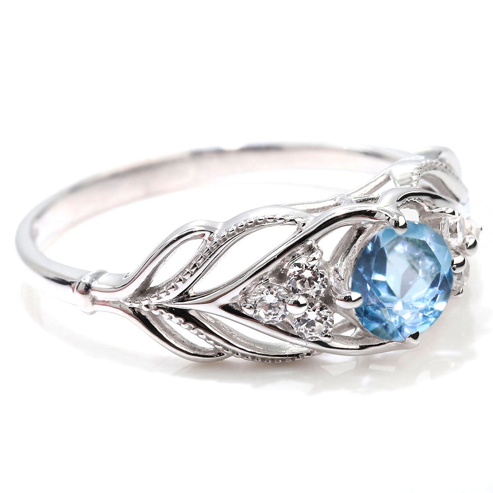 レディース リング 選べる誕生石 指輪 5mm リーフ 綺麗 ミル打ち 女性 おすすめ クラシック ジュエリー 日本製 アニバーサリープレゼント エレガント (品番 mr-0490)