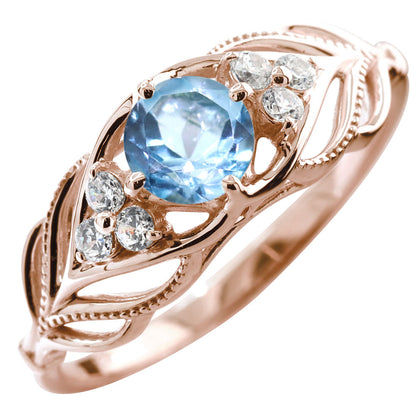 レディース リング 選べる誕生石 指輪 5mm リーフ 綺麗 ミル打ち 女性 おすすめ クラシック ジュエリー 日本製 アニバーサリープレゼント エレガント (品番 mr-0490)