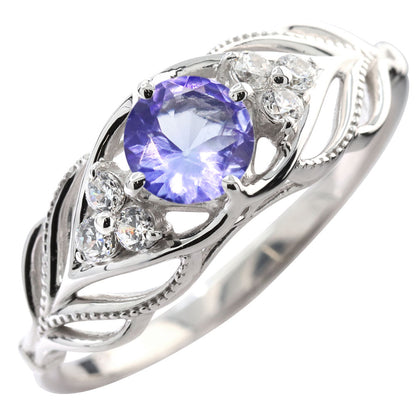 レディース リング 選べる誕生石 指輪 5mm リーフ 綺麗 ミル打ち 女性 おすすめ クラシック ジュエリー 日本製 アニバーサリープレゼント エレガント (品番 mr-0490)