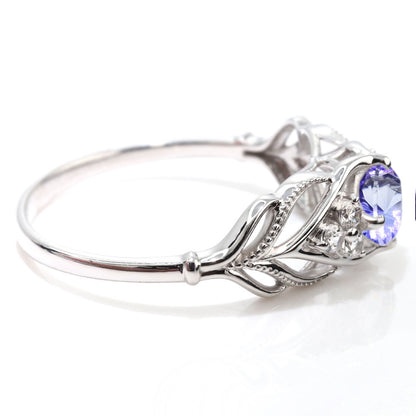 レディース リング 選べる誕生石 指輪 5mm リーフ 綺麗 ミル打ち 女性 おすすめ クラシック ジュエリー 日本製 アニバーサリープレゼント エレガント (品番 mr-0490)