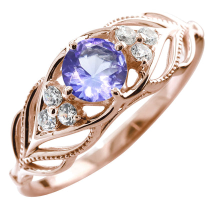 レディース リング 選べる誕生石 指輪 5mm リーフ 綺麗 ミル打ち 女性 おすすめ クラシック ジュエリー 日本製 アニバーサリープレゼント エレガント (品番 mr-0490)