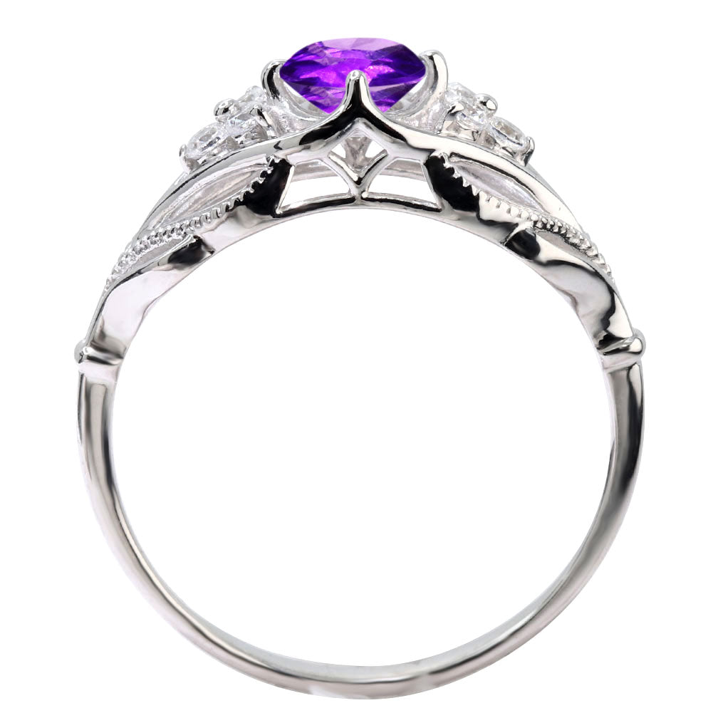 レディース リング 選べる誕生石 指輪 5mm リーフ 綺麗 ミル打ち 女性 おすすめ クラシック ジュエリー 日本製 アニバーサリープレゼント エレガント (品番 mr-0490)