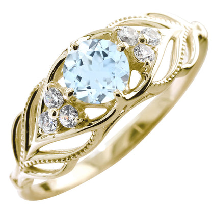 レディース リング 選べる誕生石 指輪 5mm リーフ 綺麗 ミル打ち 女性 おすすめ クラシック ジュエリー 日本製 アニバーサリープレゼント エレガント (品番 mr-0490)