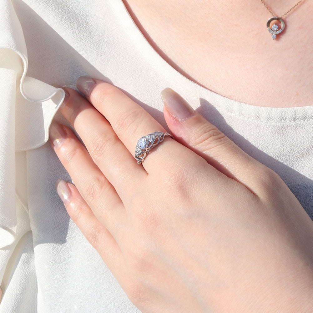 レディース リング 選べる誕生石 指輪 5mm リーフ 綺麗 ミル打ち 女性 おすすめ クラシック ジュエリー 日本製 アニバーサリープレゼント エレガント (品番 mr-0490)