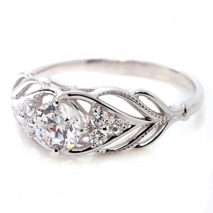婚約指輪 ダイヤモンド 大粒 0.5ct 18金 プラチナ リング 鑑定書付き 指輪 高品質 SI VS VVS ボタニカル 透かし 可愛い プロポーズ サプライズ (品番 mr-0490-4-cgl-2)