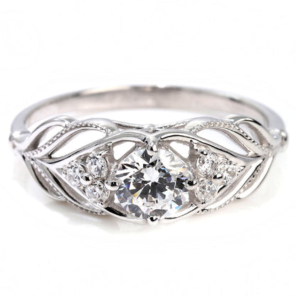 婚約指輪 ダイヤモンド 大粒 0.5ct 18金 プラチナ リング 鑑定書付き 指輪 高品質 SI VS VVS ボタニカル 透かし 可愛い プロポーズ サプライズ (品番 mr-0490-4-cgl-2)
