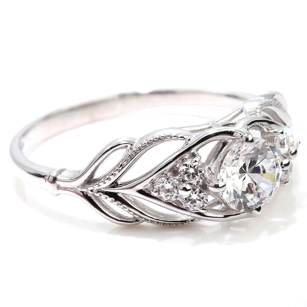 婚約指輪 ダイヤモンド 大粒 0.5ct 18金 プラチナ リング 鑑定書付き 指輪 高品質 SI VS VVS ボタニカル 透かし 可愛い プロポーズ サプライズ (品番 mr-0490-4-cgl-2)