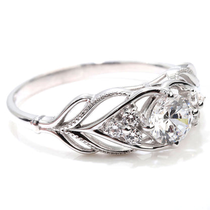 婚約指輪 ダイヤモンド 大粒 0.5ct 18金 プラチナ リング 鑑定書付き 指輪 高品質 SI VS VVS ボタニカル 透かし 可愛い プロポーズ サプライズ (品番 mr-0490-4-cgl-2)