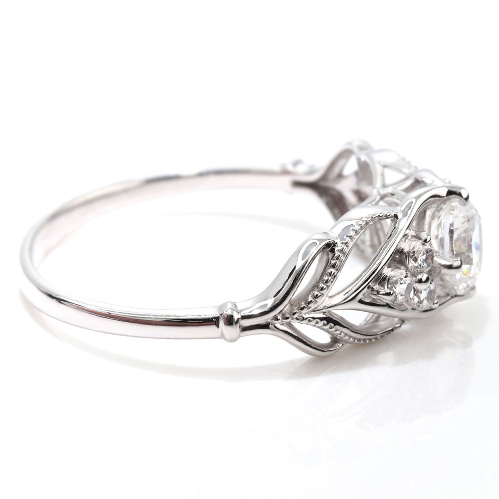 婚約指輪 ダイヤモンド 大粒 0.5ct 18金 プラチナ リング 鑑定書付き 指輪 高品質 SI VS VVS ボタニカル 透かし 可愛い プロポーズ サプライズ (品番 mr-0490-4-cgl-2)