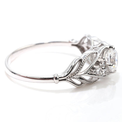 婚約指輪 ダイヤモンド 大粒 0.5ct 18金 プラチナ リング 鑑定書付き 指輪 高品質 SI VS VVS ボタニカル 透かし 可愛い プロポーズ サプライズ (品番 mr-0490-4-cgl-2)