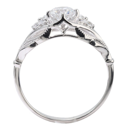 婚約指輪 ダイヤモンド 大粒 0.5ct 18金 プラチナ リング 鑑定書付き 指輪 高品質 SI VS VVS ボタニカル 透かし 可愛い プロポーズ サプライズ (品番 mr-0490-4-cgl-2)