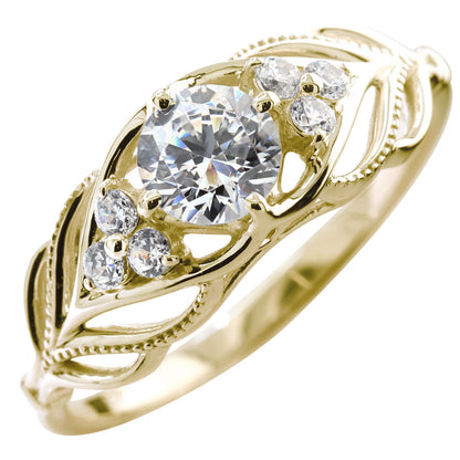 婚約指輪 ダイヤモンド 大粒 0.5ct 18金 プラチナ リング 鑑定書付き 指輪 高品質 SI VS VVS ボタニカル 透かし 可愛い プロポーズ サプライズ (品番 mr-0490-4-cgl-2)