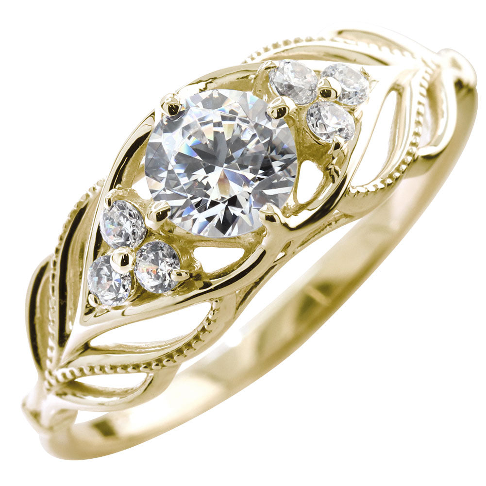 レディース リング 選べる誕生石 指輪 5mm リーフ 綺麗 ミル打ち 女性 おすすめ クラシック ジュエリー 日本製 アニバーサリープレゼント エレガント (品番 mr-0490)