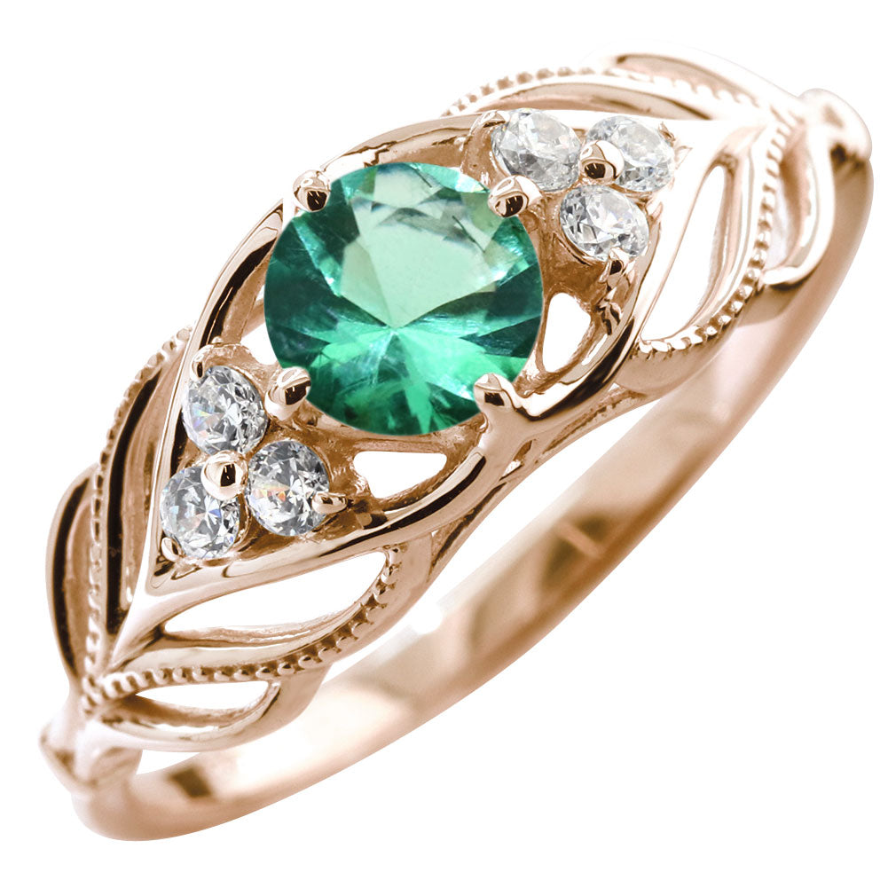 レディース リング 選べる誕生石 指輪 5mm リーフ 綺麗 ミル打ち 女性 おすすめ クラシック ジュエリー 日本製 アニバーサリープレゼント エレガント (品番 mr-0490)