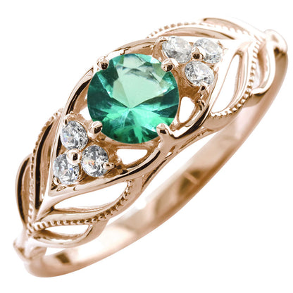 レディース リング 選べる誕生石 指輪 5mm リーフ 綺麗 ミル打ち 女性 おすすめ クラシック ジュエリー 日本製 アニバーサリープレゼント エレガント (品番 mr-0490)