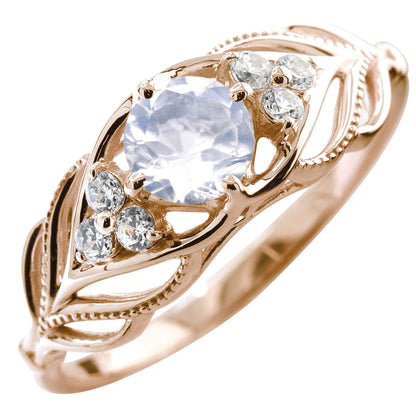 レディース リング 選べる誕生石 指輪 5mm リーフ 綺麗 ミル打ち 女性 おすすめ クラシック ジュエリー 日本製 アニバーサリープレゼント エレガント (品番 mr-0490)