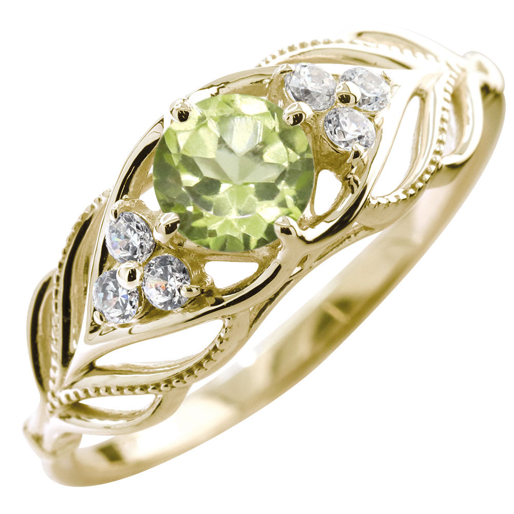 レディース リング 選べる誕生石 指輪 5mm リーフ 綺麗 ミル打ち 女性 おすすめ クラシック ジュエリー 日本製 アニバーサリープレゼント エレガント (品番 mr-0490)