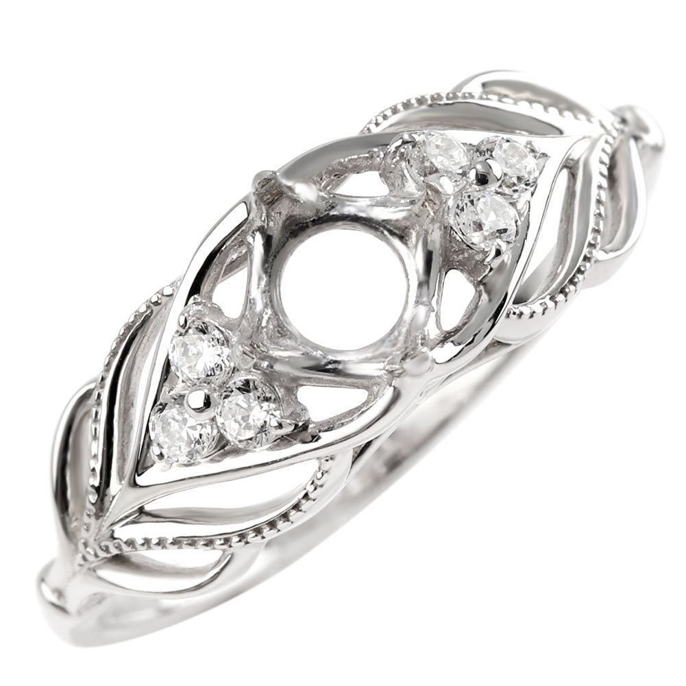 簡単 セミオーダー 指輪 5mm 空枠 カスタムルース リーフモチーフ