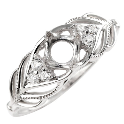 簡単 セミオーダー 指輪 5mm 空枠 カスタムルース リーフモチーフ 透かし sv925 K10 K18 Pt900 葉 ボタニカル ボリューミー オリジナルデザイン (品番 mr-0490-kw)