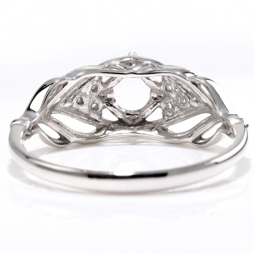 簡単 セミオーダー 指輪 5mm 空枠 カスタムルース リーフモチーフ 透かし sv925 K10 K18 Pt900 葉 ボタニカル ボリューミー オリジナルデザイン (品番 mr-0490-kw)