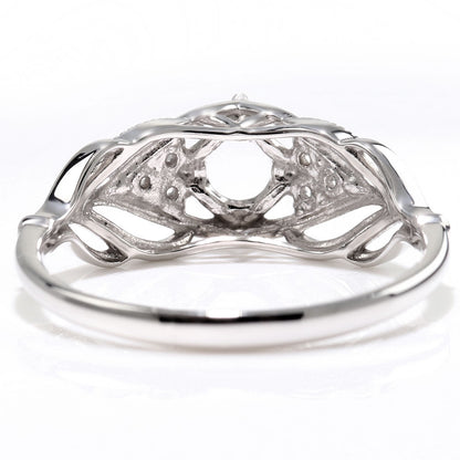 簡単 セミオーダー 指輪 5mm 空枠 カスタムルース リーフモチーフ 透かし sv925 K10 K18 Pt900 葉 ボタニカル ボリューミー オリジナルデザイン (品番 mr-0490-kw)