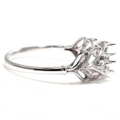 簡単 セミオーダー 指輪 5mm 空枠 カスタムルース リーフモチーフ 透かし sv925 K10 K18 Pt900 葉 ボタニカル ボリューミー オリジナルデザイン (品番 mr-0490-kw)