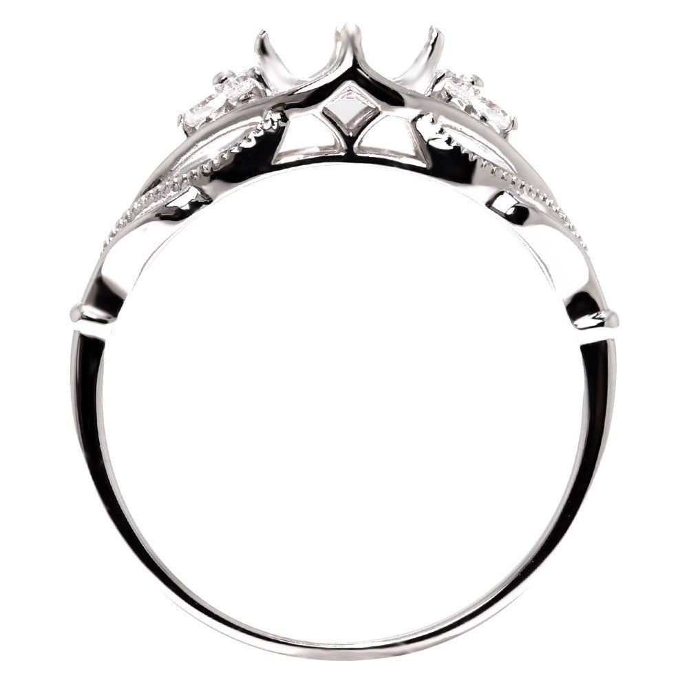 簡単 セミオーダー 指輪 5mm 空枠 カスタムルース リーフモチーフ 透かし sv925 K10 K18 Pt900 葉 ボタニカル ボリューミー オリジナルデザイン (品番 mr-0490-kw)